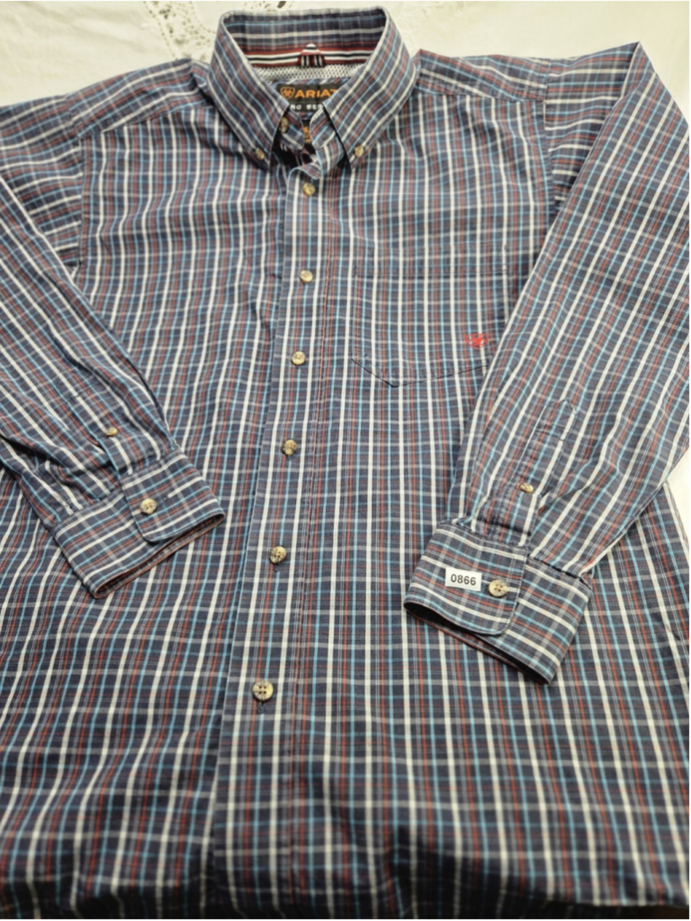 Ariat Pro Series Men's Plaid Button Front Shirt Size Small Long Sleeve #866